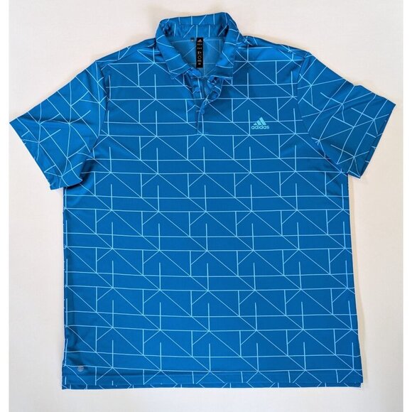 Adidas Men's Jacquard Golf Polo Shirt Size 2XL Blue Geometric Print. - Picture 1 of 6